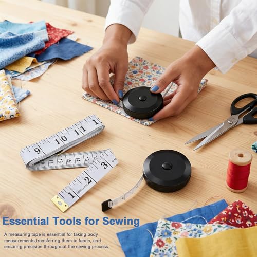 Soft Tape Measure for Body Measurements 2-Pack – 60" Flexible Body Measuring Tape + Retractable Tape, Dual Scale Inch & cm, Cloth Tape Measure for Sewing, Tailor, Seamstress, Clothing & Waist