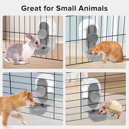 Kenond 28oz Hanging Automatic Rabbit Water Bottle, Guinea Pig Water Bottle No Drip, Gravity Water Dispenser for Cage, Suitable for Guinea Pig, Bunny, Hamsters and Other Small Animals(Gray) - color: Gray