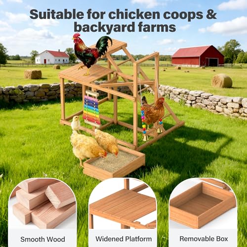 Chicken Perch with Swing Xylophone Removable Feeder/Bath Wooden Roosting Bar Toy for Farms Easy to Clean - size: Medium