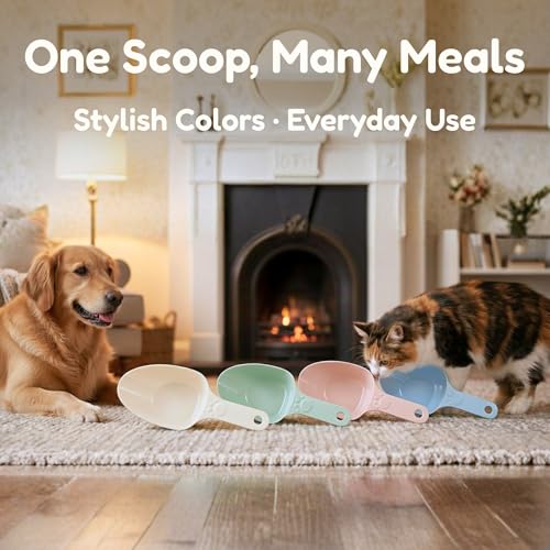 Dog Food Scoop 1 Cup, One Cup Measuring Cup, Food Grade Melamine Pet Food Measuring Scoop with 1/2 & 1/4 Cup Markings, Long Handle Food Scoop For Cat, Brid, Rabbit, Sturdy & Dishwasher Safe(White) - color: White