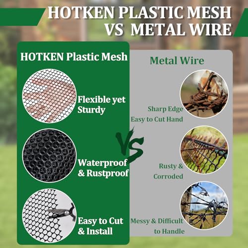 Plastic Wire Fence Mesh Roll, Sturdy Plastic Chicken Wire Mesh, Versatile Animal Fencing Barrier, Garden Netting Solution to Pet, Poultry, Dogs, Cats, Crafts and Gardening(Black, 15.7INx39FT)