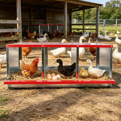 Chicken Nesting Boxes - 3-Compartment Metal Wall-Mounted Poultry Nest Box for Chickens, Hens, and Ducks - Easy Egg Collection - Large Vented Holes - Chicken Coop Equipment (10 Compartments) - size: 10 Compartments