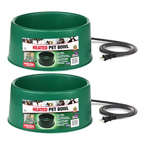 Farm Innovators Heated Pet Water Bowl, 60W Heated Water Dish - 1.5 Gallon Plastic Watering Station with Anti-Chew Cord Protector for Dogs & Cats - size: 6 Qt