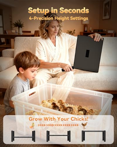PETNF Chicken Coop Heater & Chick Heat Plate - 11.8x15.8in for Hen Warmth & 10-20 Chicks, 3-Way Adjustable Stand, 95-167°F 140W Efficient Heating, Durable Safe for Brooders/Coops, Farmers & Pet Owners