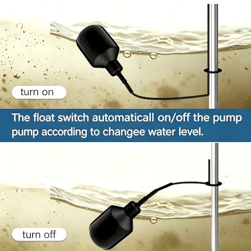 WHK Sump Pump Float switch Tethered Universal Float Switch Repalcement for Sump Pump Septic Sewage Water Tank,Durable Waterproof (Piggyback plug,10FT Cord)