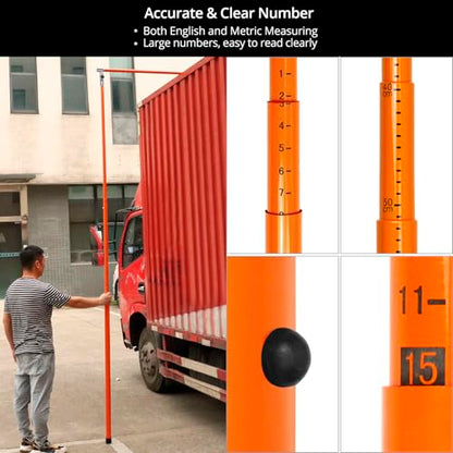 QWORK Load Height Measuring Stick - 15 Ft Adjustable Measuring Pole for Accurate Truck Load Transportation - Fiberglass Height Stick for Trucks, Car Haulers