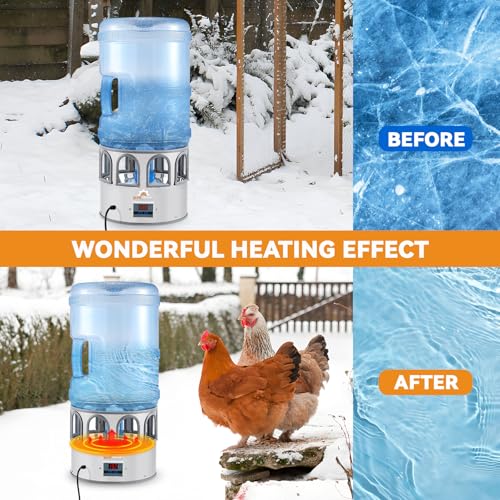 5 Gallon Chicken Waterer for Winter | Heated Chicken Waterer, Temperature Controlling for Ducks, Geese
