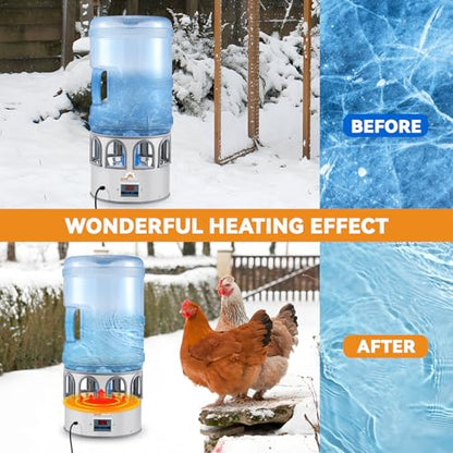 5 Gallon Chicken Waterer for Winter | Heated Chicken Waterer, Temperature Controlling for Ducks, Geese