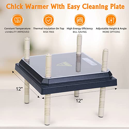 Brooder Heater for Chicks: Chick Brooder Heating Plate with Easy- Cleaning Plate Poultry Coop Heater Chicks Warmer 12" x 12" for 20 Chicks Adjustable Height Brooding Heater 22 Watts - color: Blue