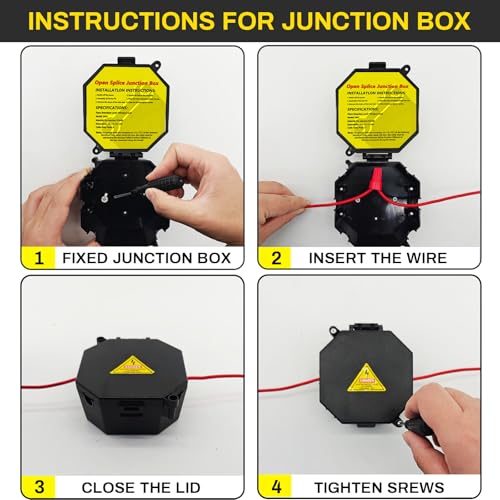 MIARALA Black Open Splice Junction Box (4 Pack), Electrical Splice Box Wire Junction Box with Cover V0 Flame Retardant Rating(Highest Level) - size: 4 pack