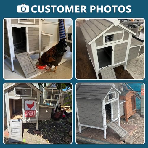 Ketive Chicken Coop Chicken House Outdoor with Removable Trays, Wooden Rabbit Hutch Poultry Cage with Nesting Box, Indoor Hen House Chicken Cage with Ramp for Garden Backyard (36.2"L x 26"W x 38.3"H) - size: 36.2"L x 26"W x 38.3"H