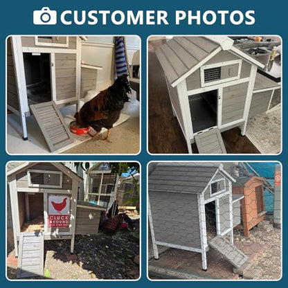 Ketive Chicken Coop Chicken House Outdoor with Removable Trays, Wooden Rabbit Hutch Poultry Cage with Nesting Box, Indoor Hen House Chicken Cage with Ramp for Garden Backyard (36.2"L x 26"W x 38.3"H) - size: 36.2"L x 26"W x 38.3"H