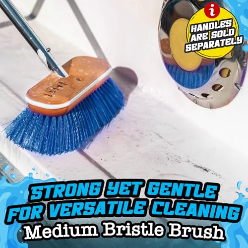 Salty Captain Medium Bristle Boat Deck Brush – Versatile Cleaning for Non-Skid, Fiberglass & Painted Surfaces – Durable Marine-Grade Design - style: Brush Medium (Pole not included)
