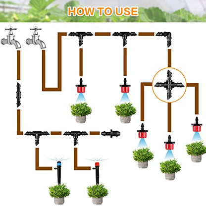 Gardrip Drip Irrigation Cross Fittings: 45 Pieces Barbed 4-Way Cross Irrigation Parts with Sharp End Fits for 1/4 Inch Drip Tubing Line Tee Connectors for Garden Lawn - color: Cross-45P