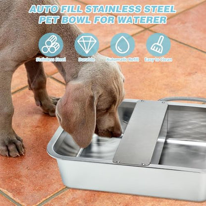 3 Gallon Automatic Dog Water Dispenser, Large Dog Water Bowl Dispenser for Outdoor, Stainless Steel Pet Bowl for Waterer Auto Fill Pet Waterer for Livestock Dogs Cats Chicken Fit 3/4'' GHT Faucet - size: 3 Gallons