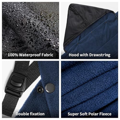 Waterproof Stadium Blanket, Fleece Camping Blanket Soft Warm Wearable Camp Blanket for Outdoor Camping, Picnic, Stadium, Sports, Beach, Car - color: Black