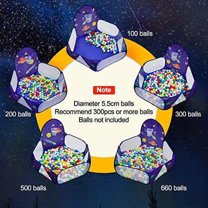 Kids Ball Pit, Pop Up 3+Children Play Tent, Toddler Ball Pool Baby Crawl Playpen with Basketball Hoop, Portable Toys for Girls Boys, 4 ft / 120 cm, Balls Not Included, Spaceship - style: Spaceship