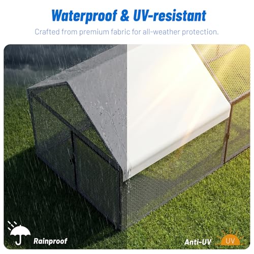 NUGRIART Metal Chicken Coop with Run – 157” Waterproof Poultry Cage, Expands Existing Wooden Coops, Ideal for Small Backyard Flocks - size: 157.0"L x 40.0"W x 40.0"H