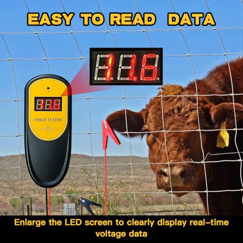 Electric Fence Tester and Fault Finder, 13KV Digital Electric Fence Voltage Tester 500V-13000V Pulse Meter, Quick Repair & Troubleshooting Tool for Farm, Ranch, Horse and Cattle Fences