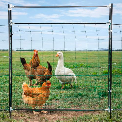 Leinuosen Electric Poultry Netting Gate, 50" H x 37" L Electric Chicken Fence Gate, Portable Poultry Nets Fence Kit for Chickens, Ducks, Turkeys, Sheep, Geese in Yard, Farms, Backyards, Garden - size: 50" X 37"