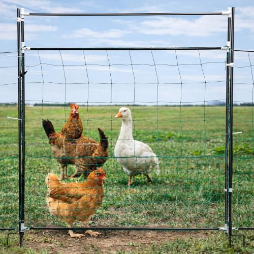 Leinuosen Electric Poultry Netting Gate, 50" H x 37" L Electric Chicken Fence Gate, Portable Poultry Nets Fence Kit for Chickens, Ducks, Turkeys, Sheep, Geese in Yard, Farms, Backyards, Garden - size: 50" X 37"