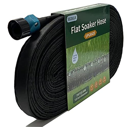 Secbulk 2025 Flat Soaker Hose 75 ft for Garden, 75' Linkable Drip Hose Diy Garden Irrigation System Saving 80% Water, Dual-layer Leak-free Design Water Hose with Holes - size: 75ft