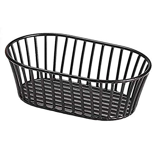 G.E.T. 4-31892 Black 8.5" x 5.5" Stackable Tuscan-Style Oblong Wire Basket Iron Powder Coated Wire Baskets Collection - color: Black, size: 8.5" x 5.5" Oblong Basket, style: Modern