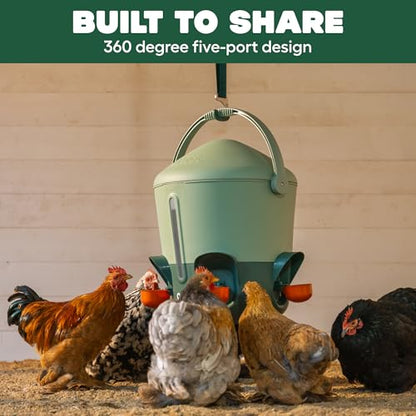 Omlet Insulated Chicken Waterer, 3 Gallon | Stay-Clean Automatic Water Dispenser for Chickens | BPA-Free | Anti-Roost Domed Lid | Includes 5 Cups & Nipples | Sage Green - color: Sage Green, size: 3 Gallon