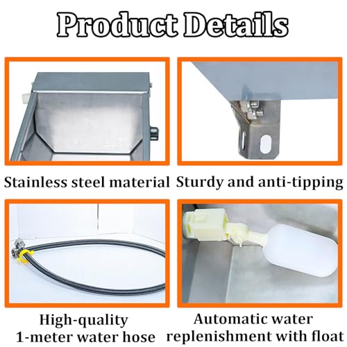 Stainless Steel Large Capacity Self Filling Animal Drinking Bowl,Self Filling Stainless Steel Livestock Water Trough,7.5L Large Capacity,for Cattle,Horses,Goats,Pigs,Dogs and Other Livestock