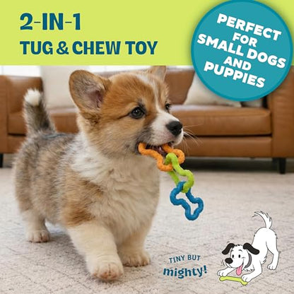 Bone Tugz Tug & Chew Dog Toy - Bendy, Textured Rubber for Tug-of-War, Light-Moderate Chewers, Teething Puppies & Small Dogs, 6.25" x 1.75" - color: Bonetugz Blue