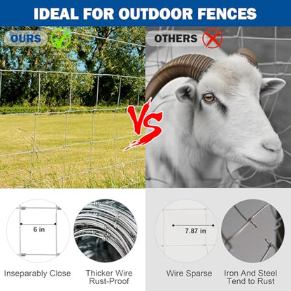 Galvanized 14 Gauge Cattle Livestock Wire Fence, Heavy Zinc Coating Welded Field Barrier 4ft & 5ft x 164ft, Hog Goat Sheep Deer Horse Fencing for Pasture Yard Garden Agriculture (4×164ft) - size: 4×164ft