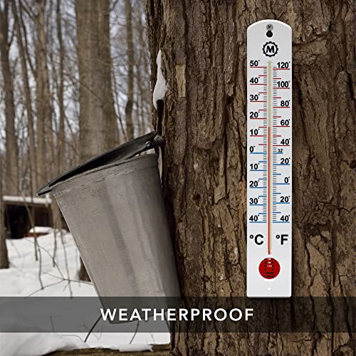 MARATHON Vertical Outdoor Wall Thermometer, 16 Inch Weather-Resistant Temperature Gauge with Large Easy-Read Numbers