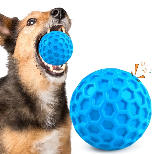 Squeaky Dog Toys for Aggressive Chewers, Indestructible Dog Balls for Aggressive Chewers, Squeaky Balls for Dogs, Interactive Toys for Large Dogs, Funny Heavy Duty Ball - color: Blue