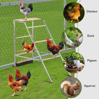 Square Chicken Roosting Perch, Perfect for Backyard Poultry, Chickens Perch for Coop, Easy to Assemble&Clean, Farm Chicken Toys - color: Silver M