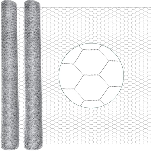 GlikCeil 60 in x 200 ft Chicken Wire Fencing Metal Floral Chicken Wire Mesh for Crafts Poultry Garden, 1 Inch Hexagonal Galvanized Hardware Cloth Netting for Poultry Coop Barrier Rabbit Cage(Silver) - color: Silver, size: 60 in X 200 ft
