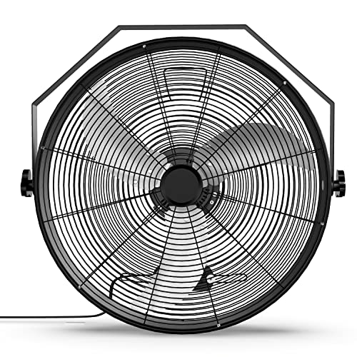 20 Inch High Velocity Wall Mount Fan with Rack, 3 Speed Industrial/Commercial Metal Ventilation Fan - size: 20 Inch, style: 1 Pack