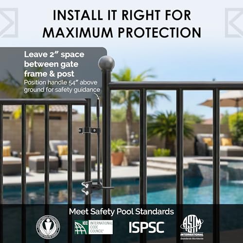 Chain Link Gate Latch – ONLY Fits 1-3/8" Gate Frame x 1-7/8" Gate Post – Pool Gate Latch, Pool Gate Lock, Child Proof Gate Latch, Child Proof Chain Link Gate Latch – (Not for 1-5/8" Gate Frame)