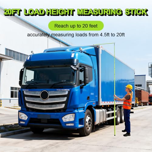 20FT Load Height Measuring Stick with Carrying Bag, Retractable Height Stick for Trucks, Truck Height Measuring Stick with Adjustable Pole, Accurately for Trucks, Car Haulers(Light Green)