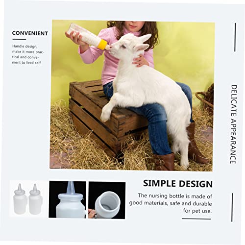 2pcs Calf Milk Bottle Soft Squeeze Pet Nursing Bottle for Puppies and Kittens Durable and Easy to Clean Large Capacity Feeding for Calves and Small Animals - color: White