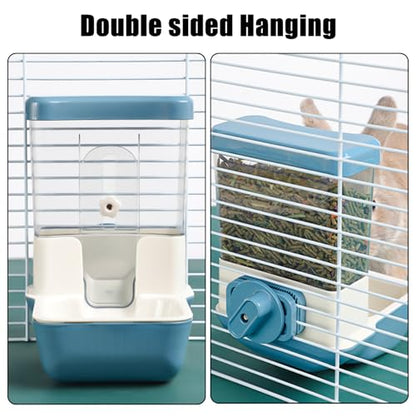 Hanging Automatic Food Dispenser, 27oz Large Capacity Hanging Pet Cage Feeder for Rabbit Bird Chinchilla Hedgehog Guinea Pig Ferret Kitty Puppy (Gray) - color: Gray
