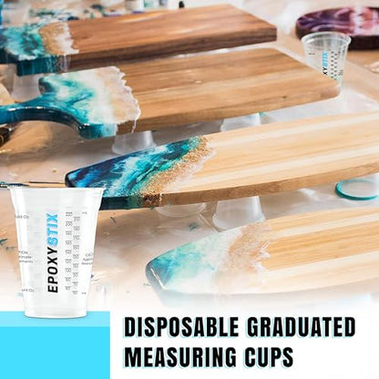 [Pack of 50] 10oz Disposable Graduated Measuring Cups for Mixing - Measurements in mL and Oz - Multipurpose Reusable Cups for Paint, Epoxy Resin, Stain, Liquid Mixing Cups - size: 50 Pack