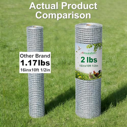 AMAGABELI GARDEN & HOME Hardware Cloth Chicken Wire Fence 1/2 inch 15.7 in x 10 ft Galvanized Welded Cage Wire for Bird Wire Gopher Wire Rabbit Wire Snake Fence Poultry Netting Cage Screen - size: 1/2" 16"x10'