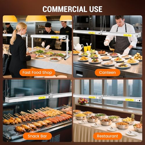 36-Inch Food Heat Lamp, 1000W Commercial Food Warmer Lamp Electric Strip Heater Overhead Stainless Steel Heat Lamps for Buffet Restaurant Parties Catering, Sliver 115V - color: Silver, size: 36 Inch