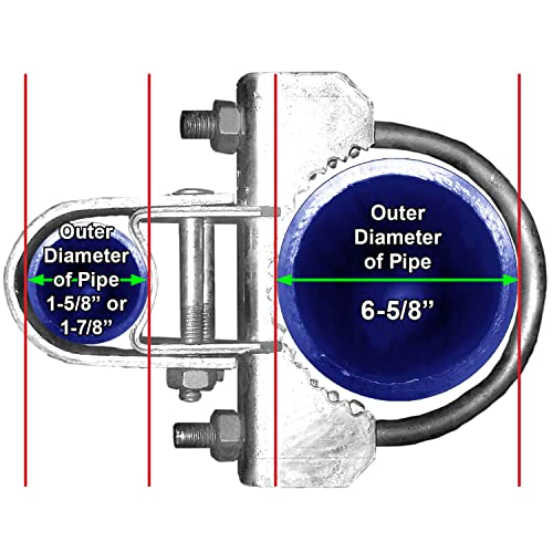 Chain Link Fence Bull Dog Commercial Duty Gate Hinge-for 6-5/8" Outside Diameter Gate Post/Pipe & 1-5/8 Thru 1-7/8" Gate Frames -Galvanized Chain Link Post Gate Hinge -Includes Nuts/Bolts (2 Pak) - size: 6-5/8" Post - 2 Pack