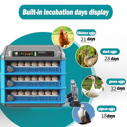 Automatic Egg Incubator For 192 Eggs - Digital Temperature & Humidity Control, 360° View Window, Auto Egg Turner- Commercial & Home Use For Chicken, Duck, Quail Eggs(192) - size: 192