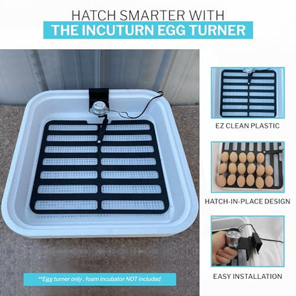 IncuTurn™ Automatic Egg Turner for HovaBator Incubators – Universal Egg Turner Tray for Chicken, Quail & Goose Eggs – Holds 42 Chicken 70 Quail 28 Goose Eggs (Turner Only)