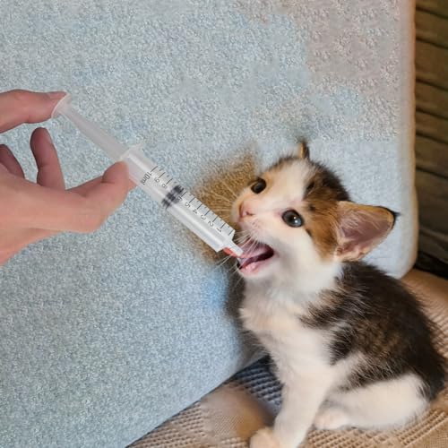 Pet Feeding Kit with Silicone Nipples and Syringes for Kittens, Puppies, Small Animals, 2 Nipples + 2 Syringes (2)
