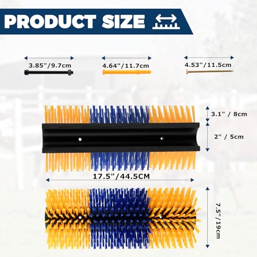 Livestock Scratching Brush, Fence Mounted Horse Scratcher Post, Self-Grooming Back Scratcher with Screws for Horses, Cows, Goats, Cattle, Sheep, Promotes Cleanliness - size: 1 Pack