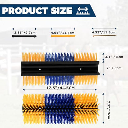 2Pcs Livestock Scratching Brush, Fence Mounted | Self-Grooming Back Scratcher for Horses, Cows, Goats, Cattle, Sheep, Includes Screws, Promotes Cleanliness - size: 2 Pack