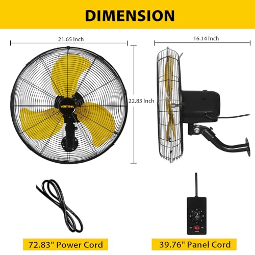 VENTISOL 20 Inch Wall Mount Fan Oscillating, 4,460 CFM High Velocity Industrial Wall Fan for Indoor, Commercial, Residential, Warehouse, Greenhouse, Workshop, Basement - size: Osc. 20 inch